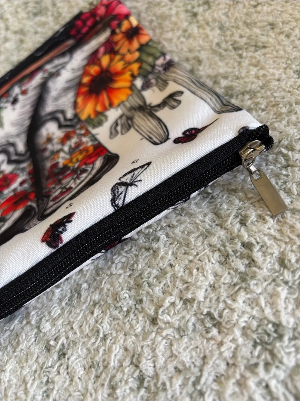 Western Santa Fe Floral Cactus Cowboy Boot Cosmetic Travel Bag Zipper Pouch NWT